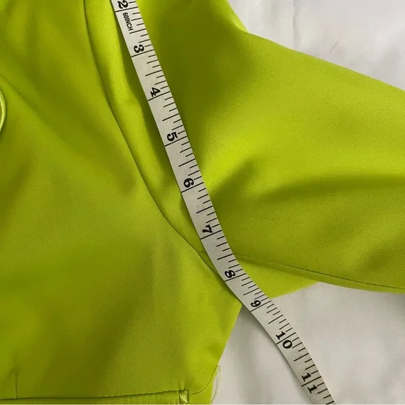 Lime green cropped lapel collar  two-button blazer - Picture 7 of 13